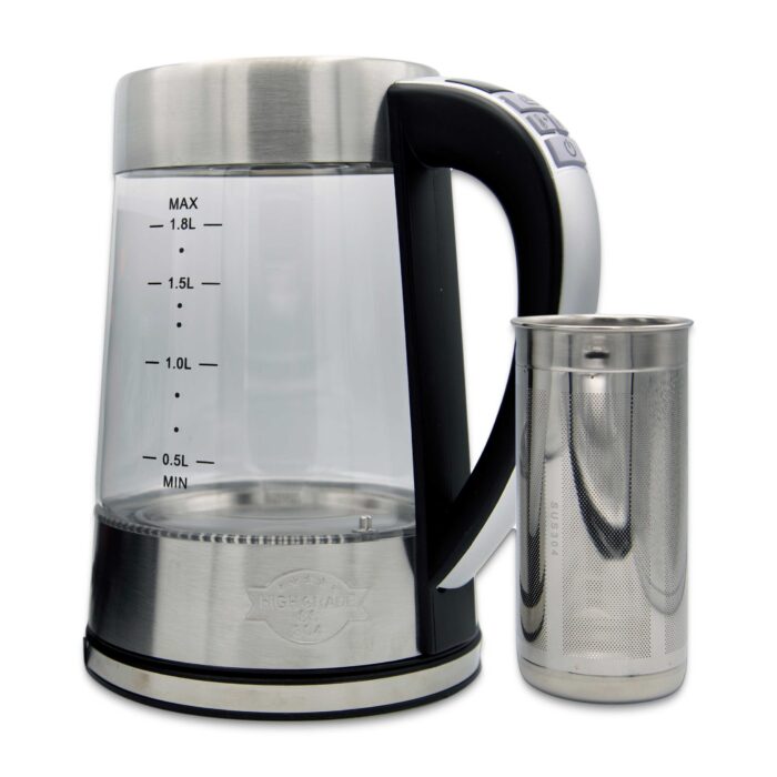Electric Tea Kettle  1.8L Glass & Stainless Steel Electric tea